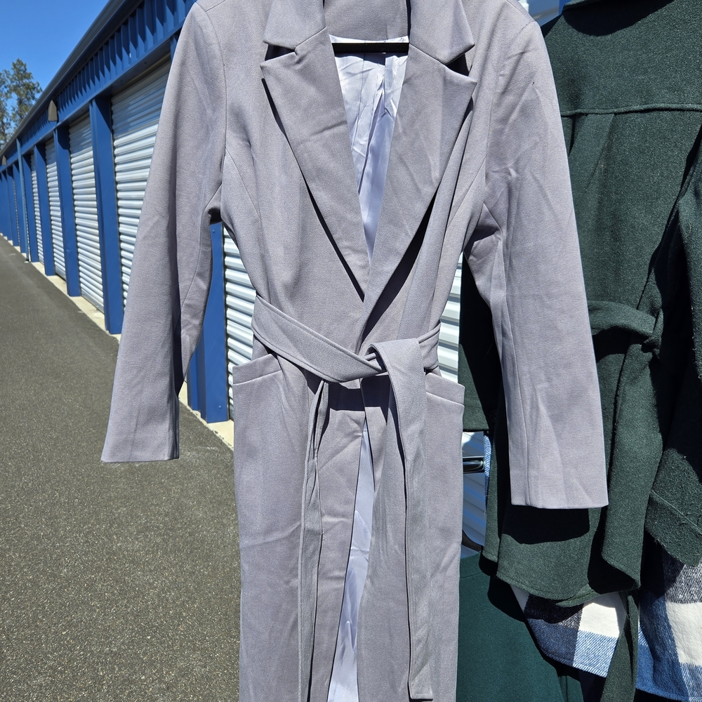 Classic Women's Light Gray Trench Coat with Belt